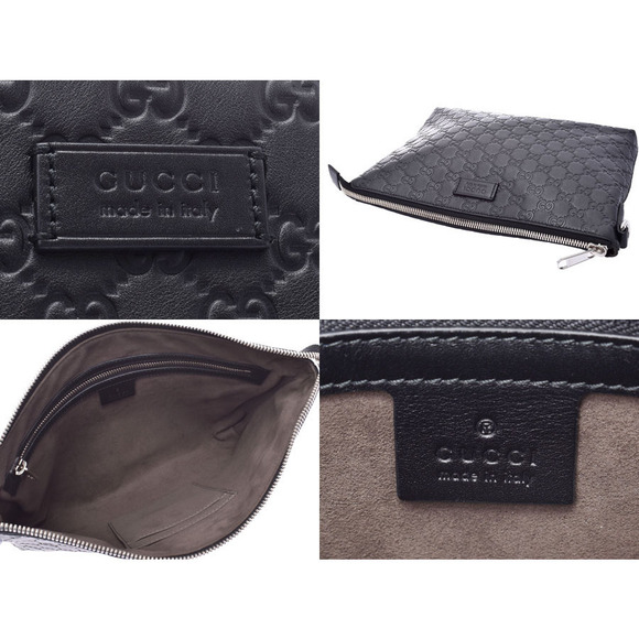 Gucci Guccissima Shoulder Bag Black Calfskin Clutch - Picture 8 of 11